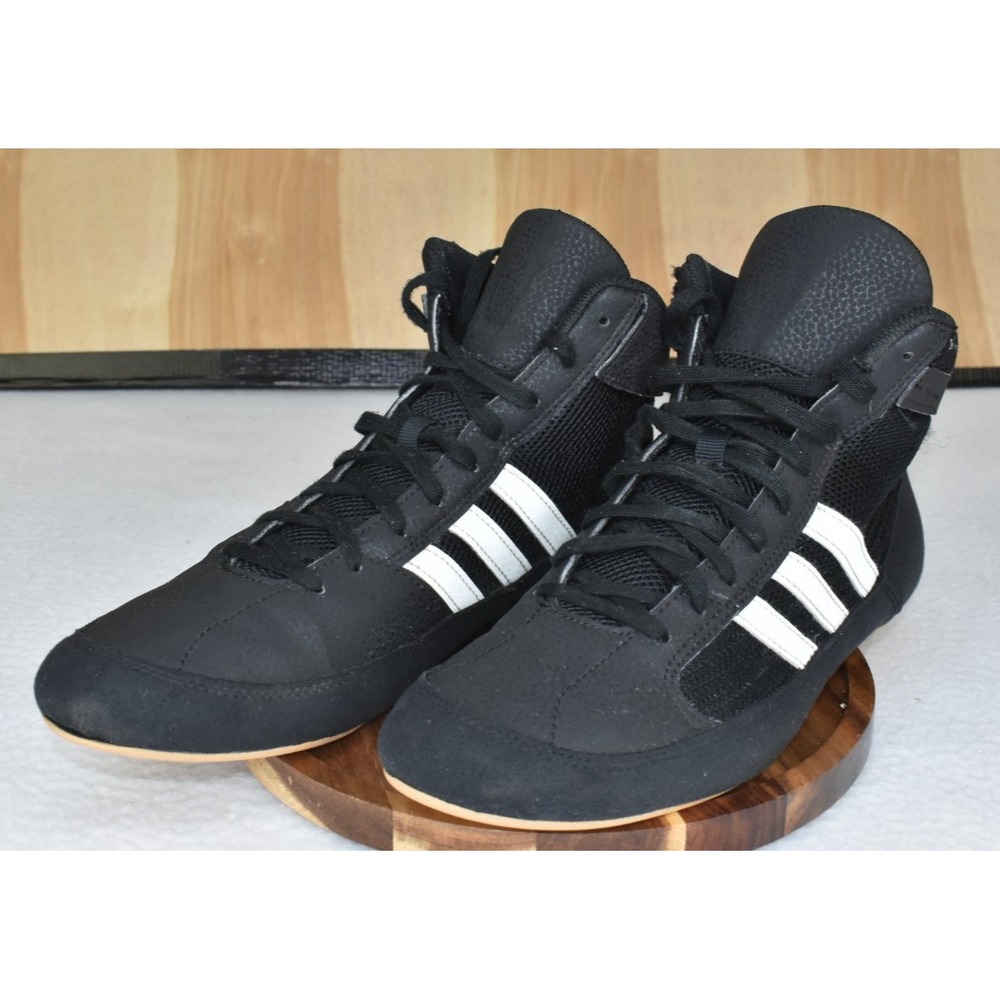 Adidas HVC Men Wrestling Shoes Size 8.5 Lutte Black & White High Top Boots